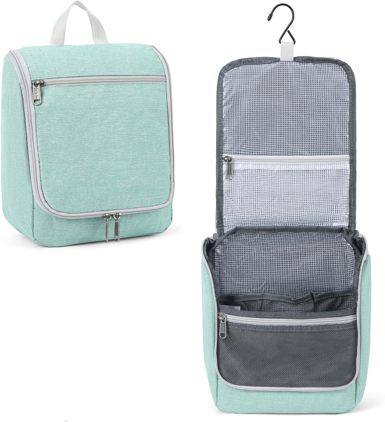 Della Gao Hanging Toiletry Bag for Men and Women, Portable Travel Makeup Bag Cosmetic Bag Toiletries Organizer, Bathroom Bag, Water Resistant Nylon - Green