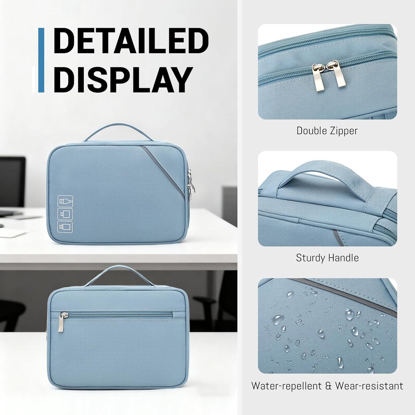 Lanola Electronic Organizer,Travel Cable Organizer Bag Pouch Electronic Accessories Carry Case Portable Double Layers Storage Bag for Cable,Cord,Charger,Phone,Earphone,Power Bank,Memory Cards - Black