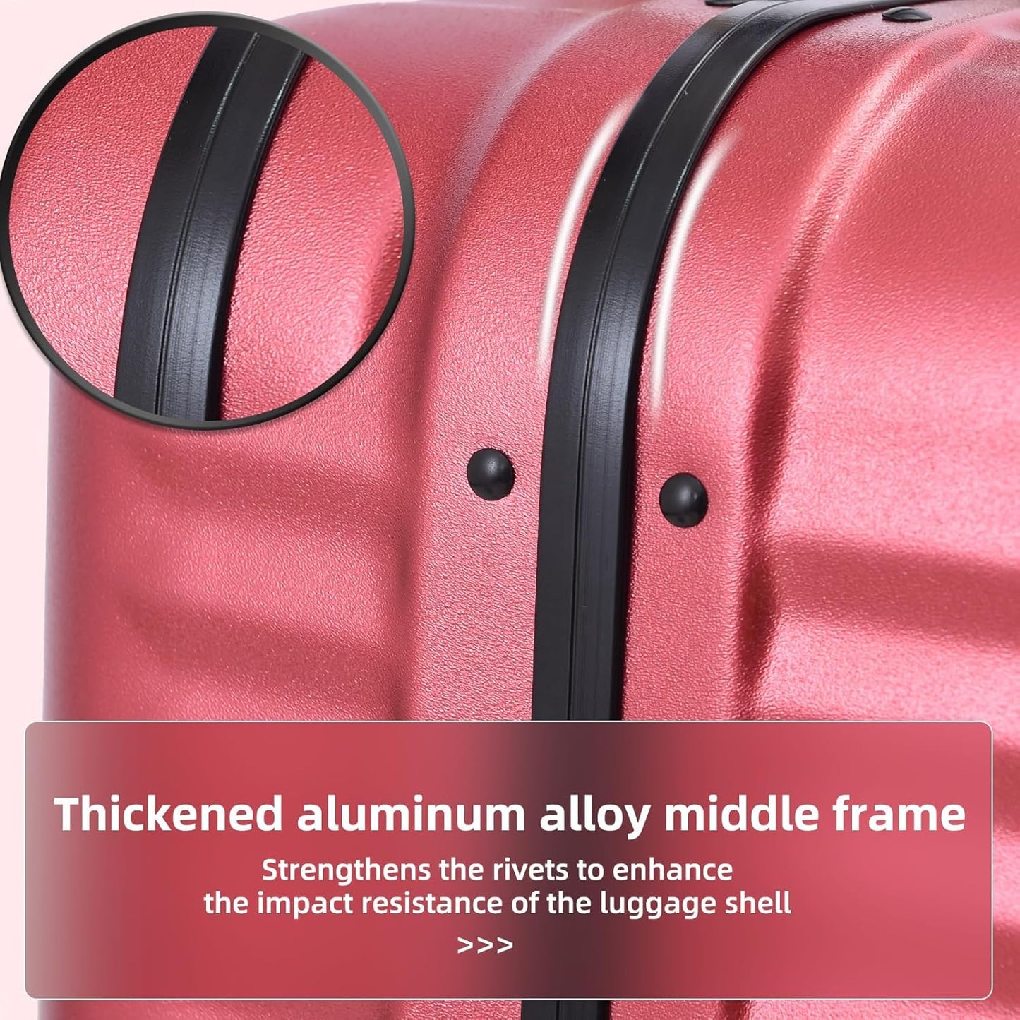 29 Inch Aluminum Checked Luggage with Side Opening Zipper, 40 * 37 * 77cm, 113L, Lightweight Hardshell ABS+PC Suitcase with TSA Lock, 360° Universal Wheels, Wine Red