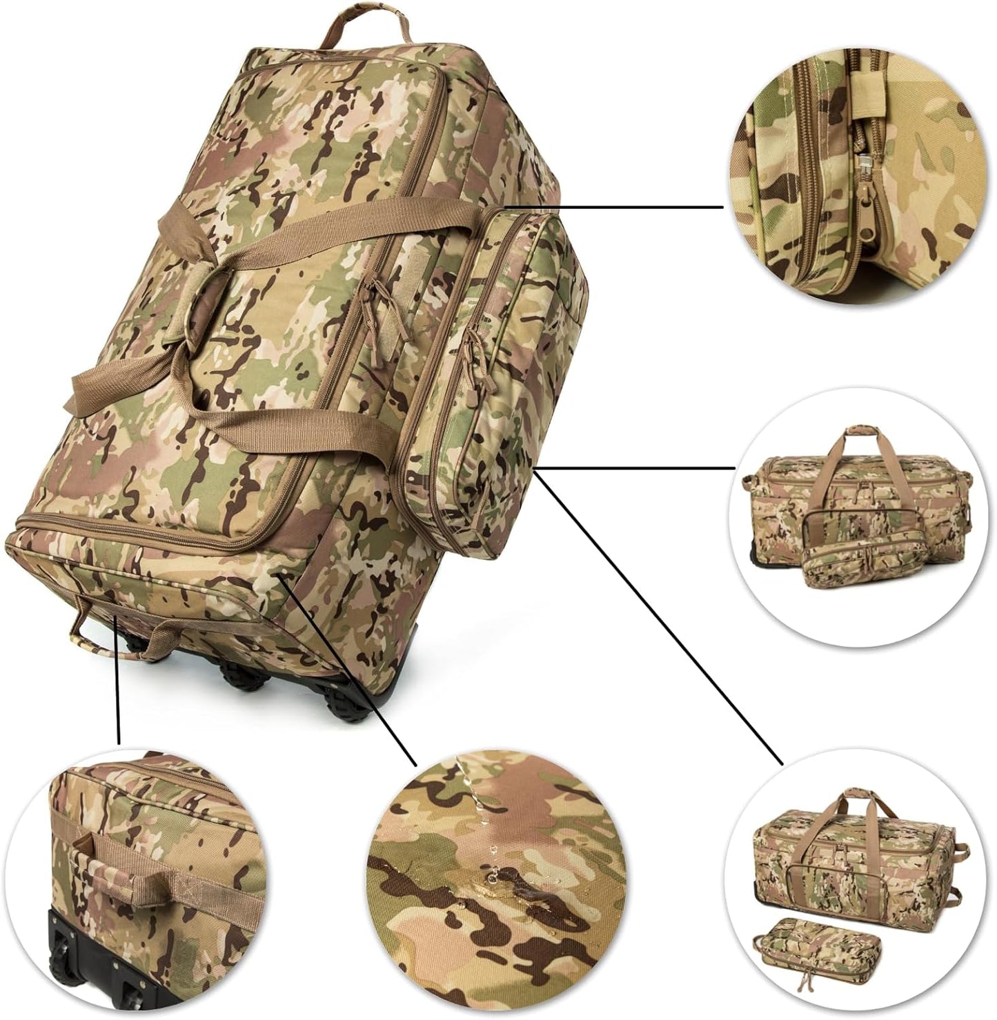 Mountain Land 120L Tactical Duffle Bag Rolling Duffle Bag with Wheels And Handle