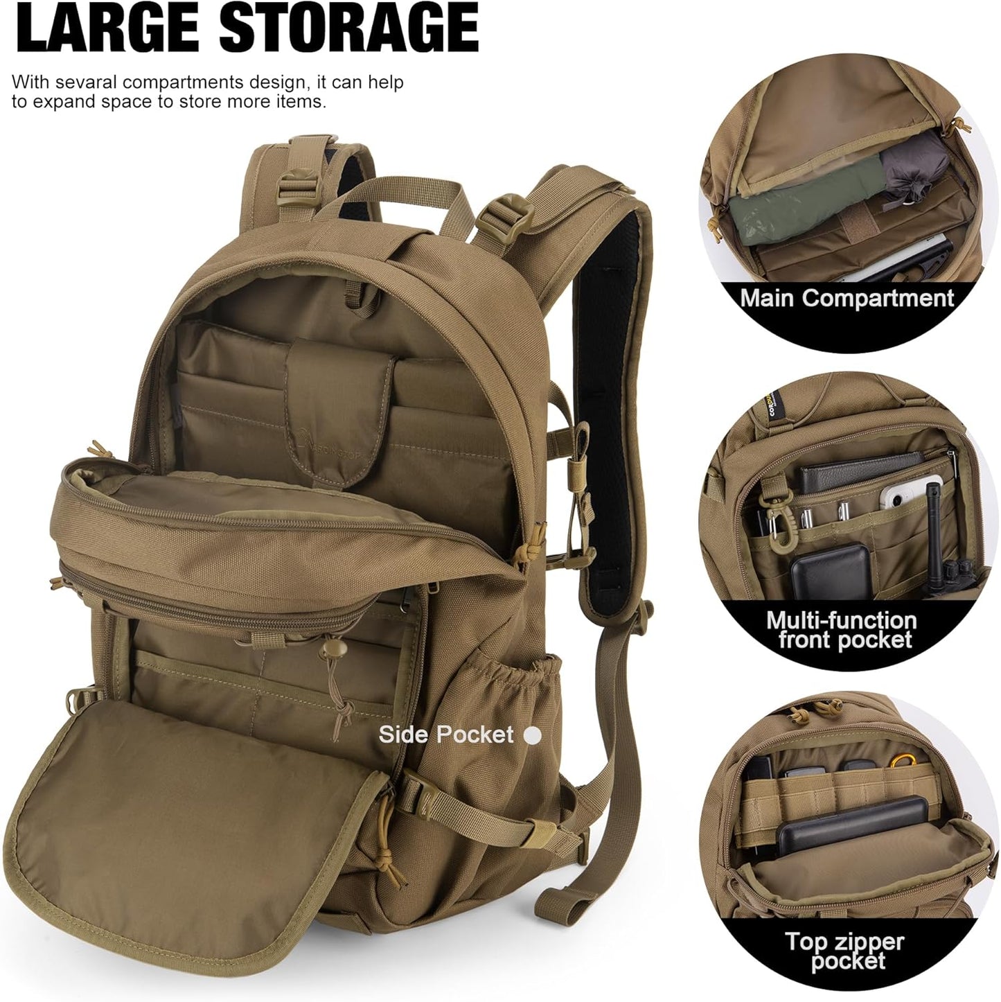 Mardingtop Tactical Military Backpack for Men,25L Molle Backpack, Cordura Backpack for Hiking,Camping