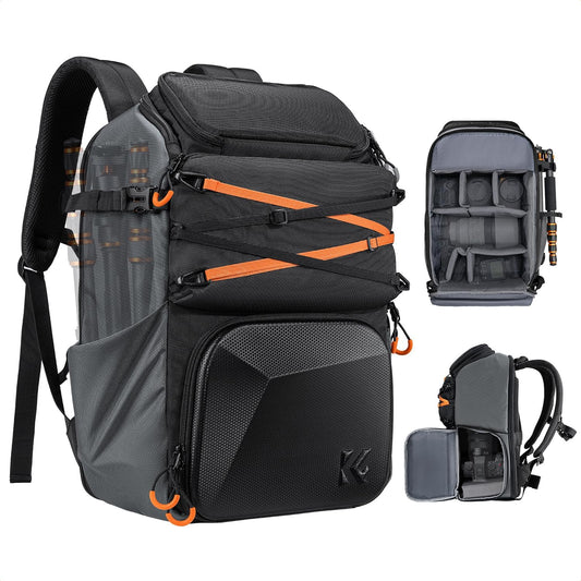 K&F Concept Camera Backpack Shoulder Bag for Photographers, Hardshell Case Camera Bag, Multifunction Photography Backpack with 15.6" Laptop Compartment