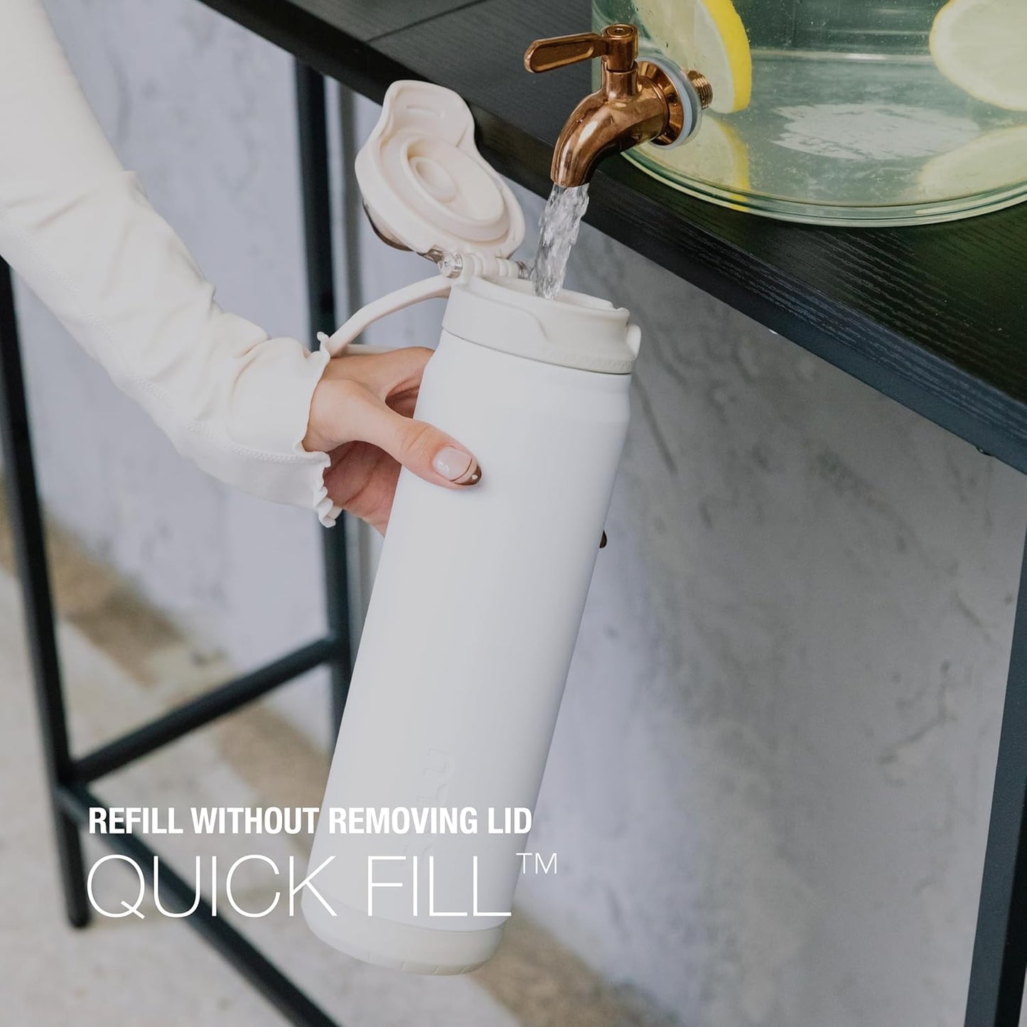 ZULU Powerfill Pro 32oz Stainless Steel Water Bottle with Quick Fill Lid, Triple Walled Vacuum Insulated Metal, Leak Proof Locking Lid, Sip and Chug, Reusable BPA Free, White