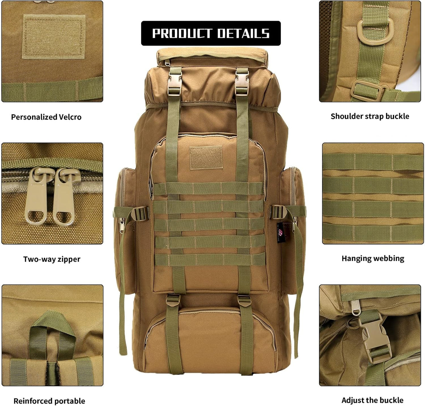 Hiking Backpack for Men 70L/100L Camping Backpack Military Rucksack Molle 3 Days Assault Pack for Climbing