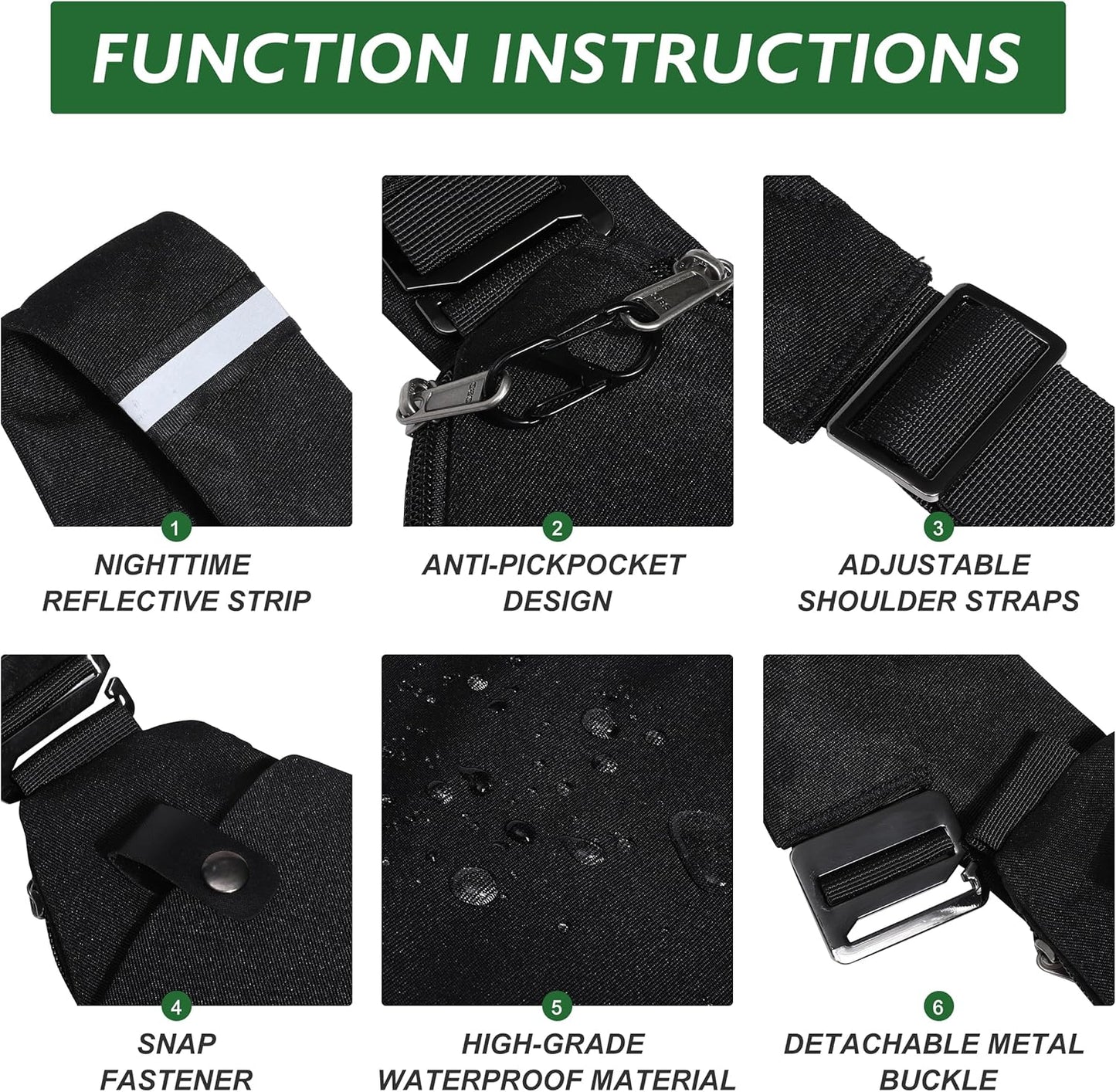 Anti Theft Crossbody Travel Bags for Women Men Cross Body Slim Sling Handbags with S Hook Antitheft