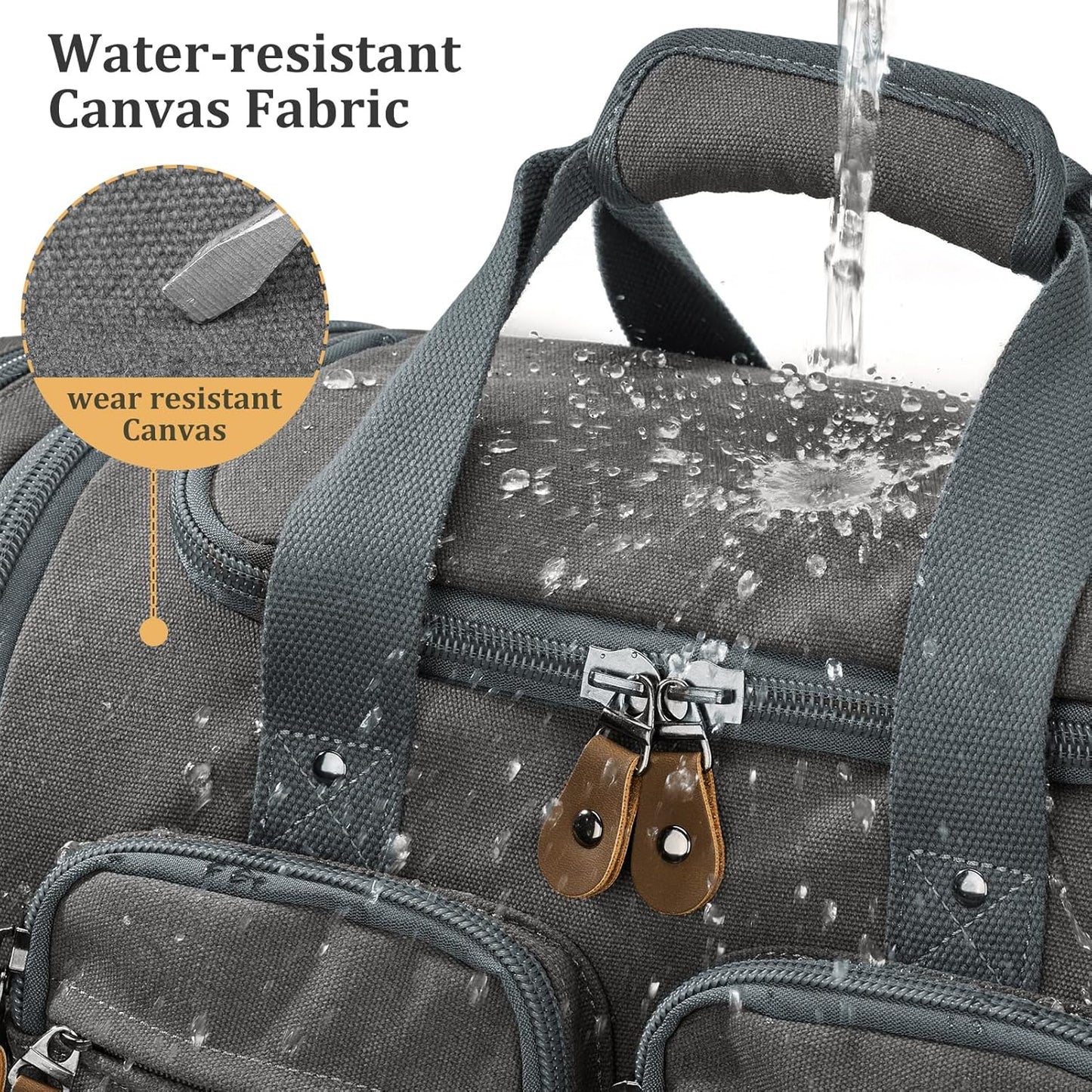 Gonex Canvas Duffle Bag for Travel, Expandable Water Resistant 50L Carry on Duffel Overnight Weekender Gym Bag with Wet Dry Separation Pocket & Suitcase Handle Sleeve, Grey