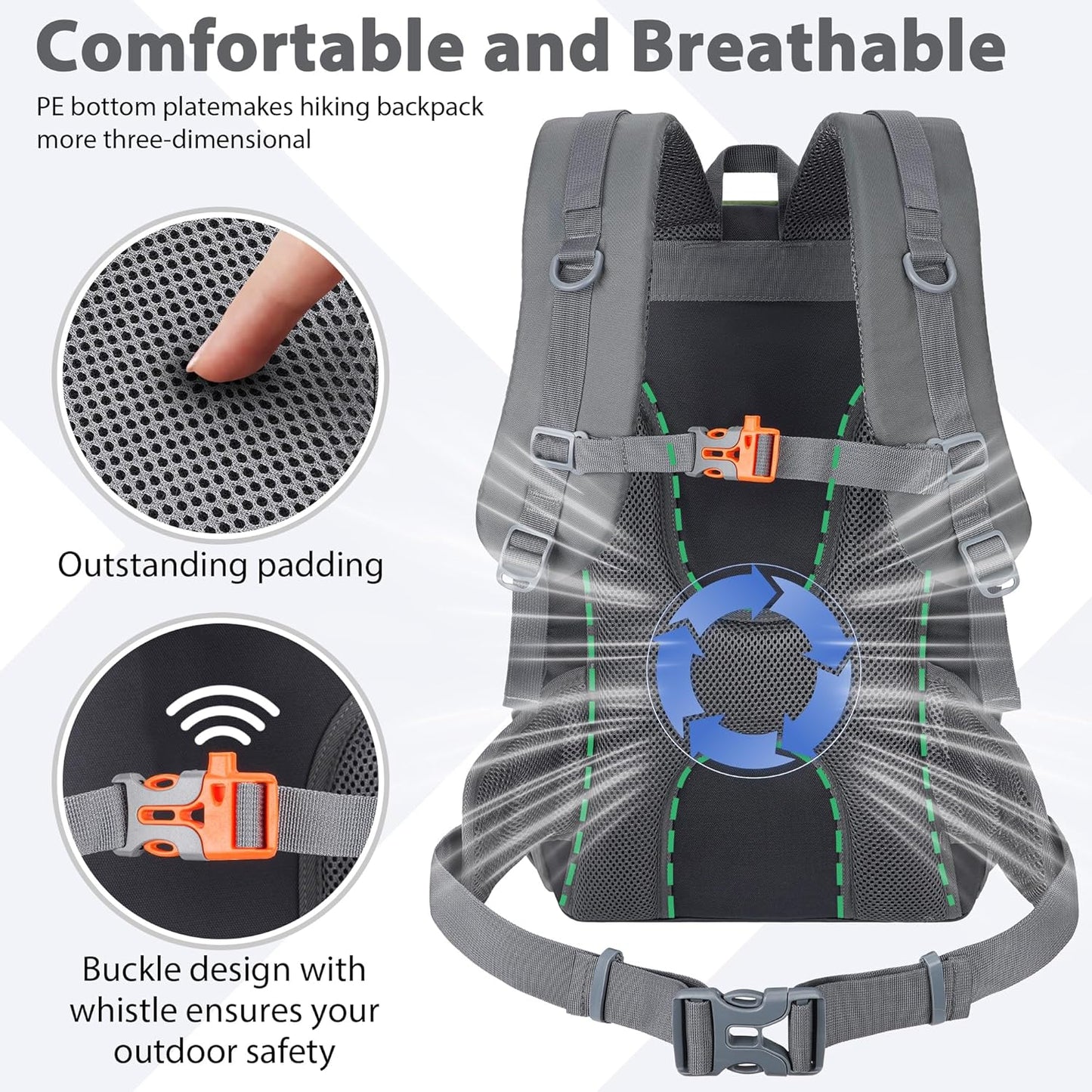 Hiking Backpack 30L Lightweight Travel Daypack Small Day Pack for Men Women Outdoor Camping Backpacking, Army Green