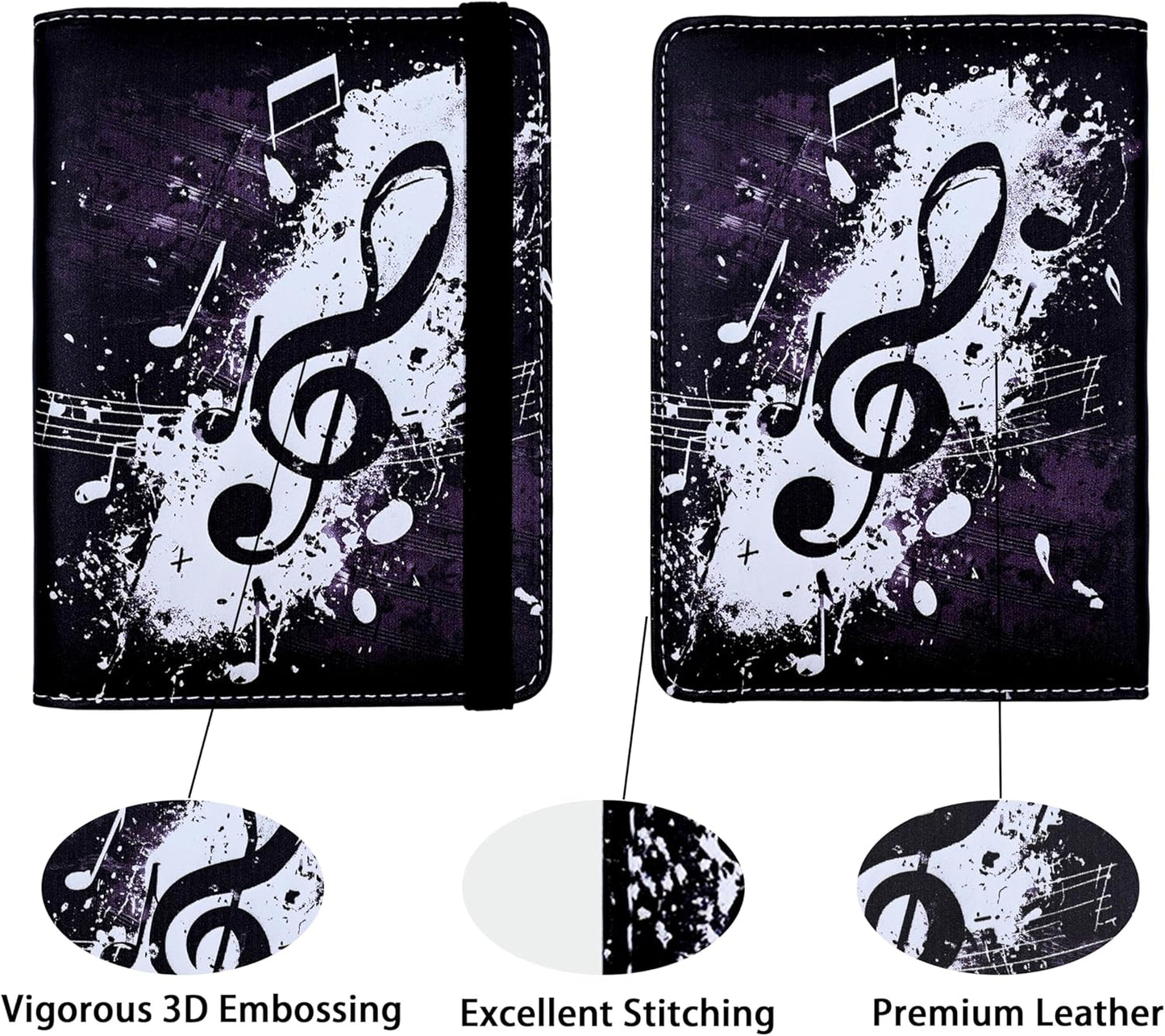 Music Note Passport Holder for Women and Men PU Leather Passport Cover for Travel